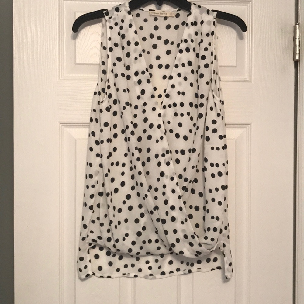 Black and white polka dot tank
